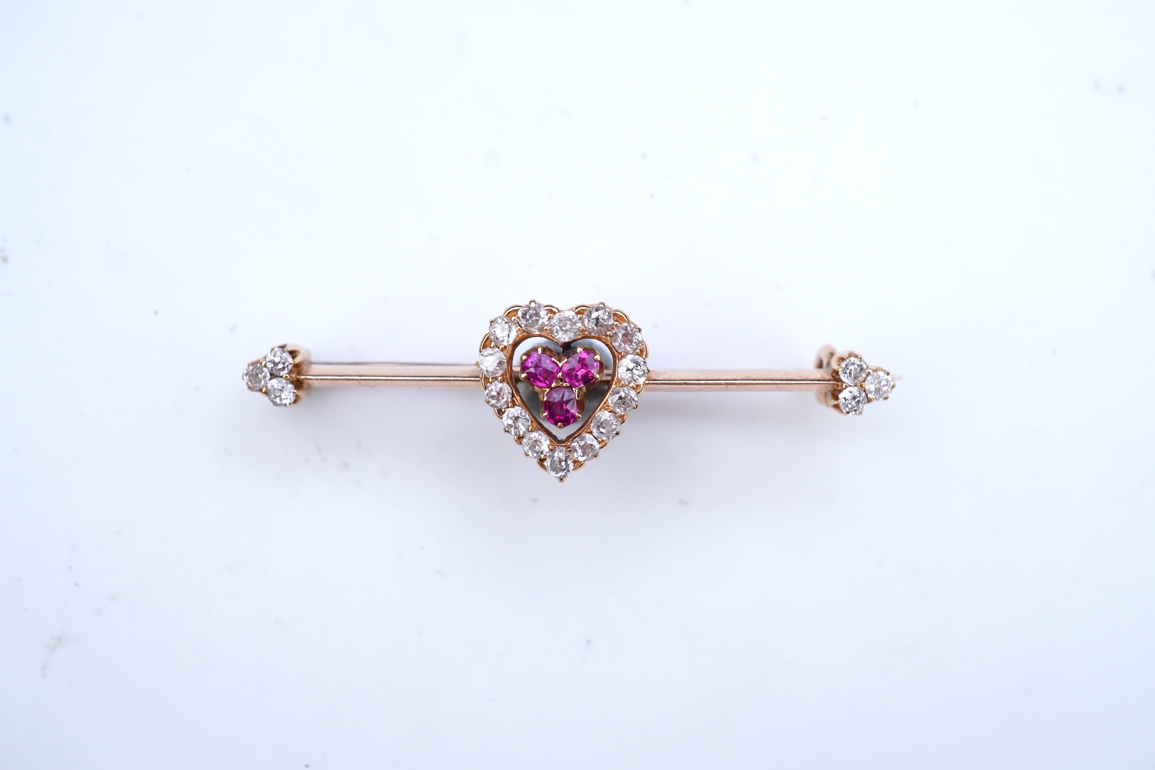 An Edwardian ruby and diamond brooch